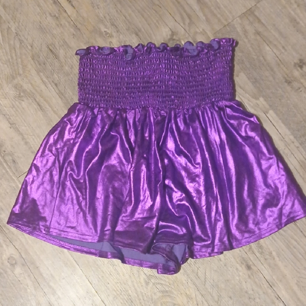 PEACH LOVE CALI Womens Size S Shimmering Purple Pull On High Waisted Shorts